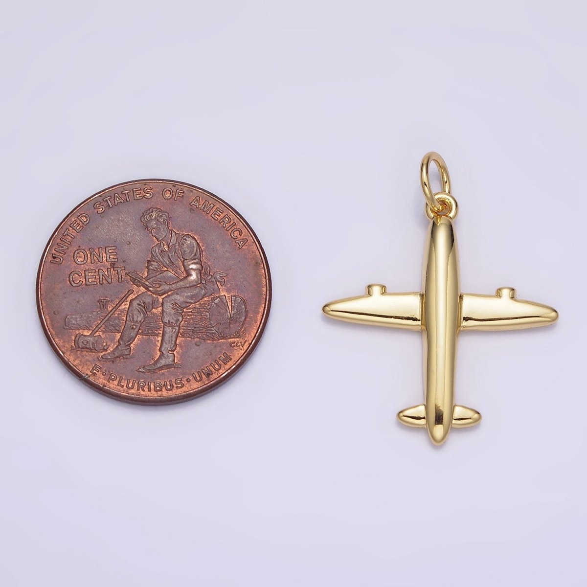 14K Gold Filled 21mm Airplane Flying Traveling Minimalist Charm | N993