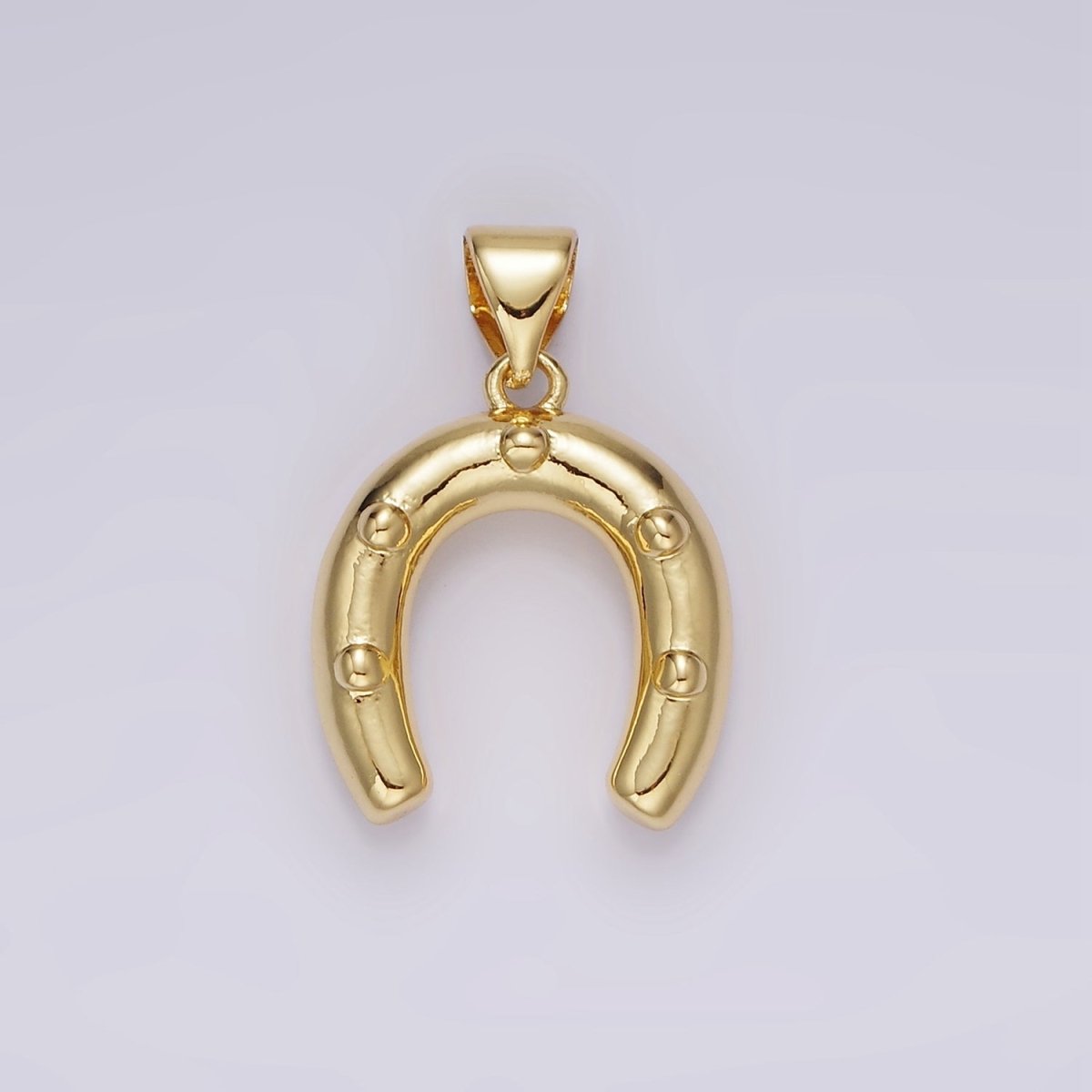 14K Gold Filled 21mm Horseshoe Dotted Minimalist Pendant | AH075