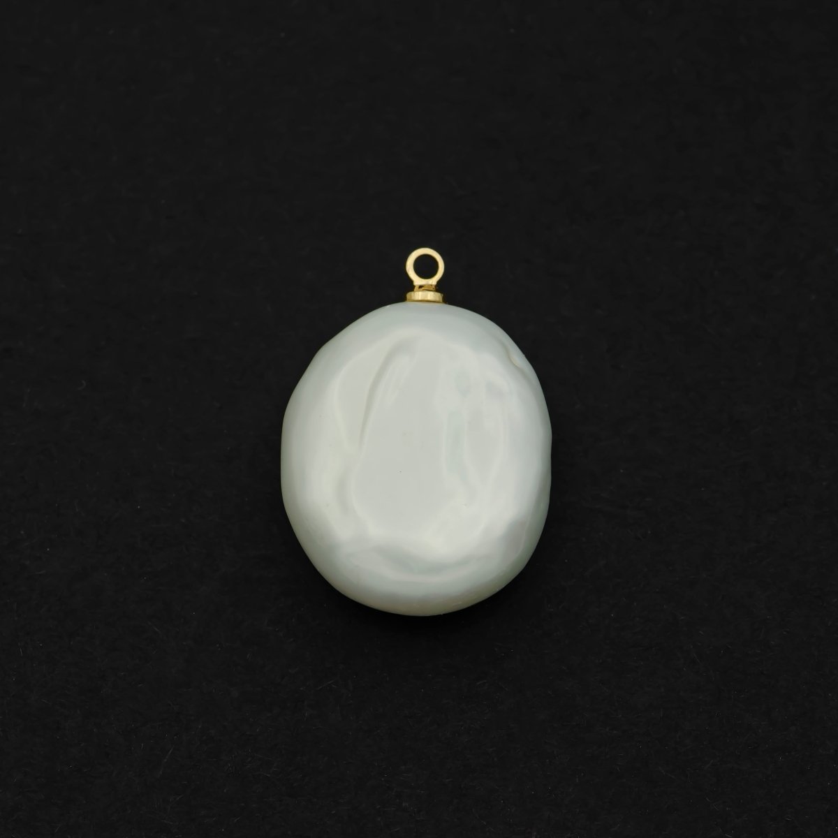 14K Gold Filled 21mm White Keshi Freshwater Pearl Oval Charm | P1589
