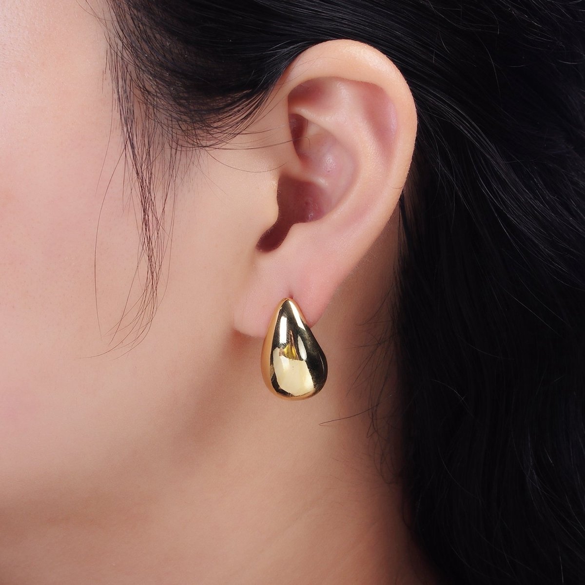14K Gold Filled 22.5mm Teardrop Dome Modern Statement Stud Earrings | AE177