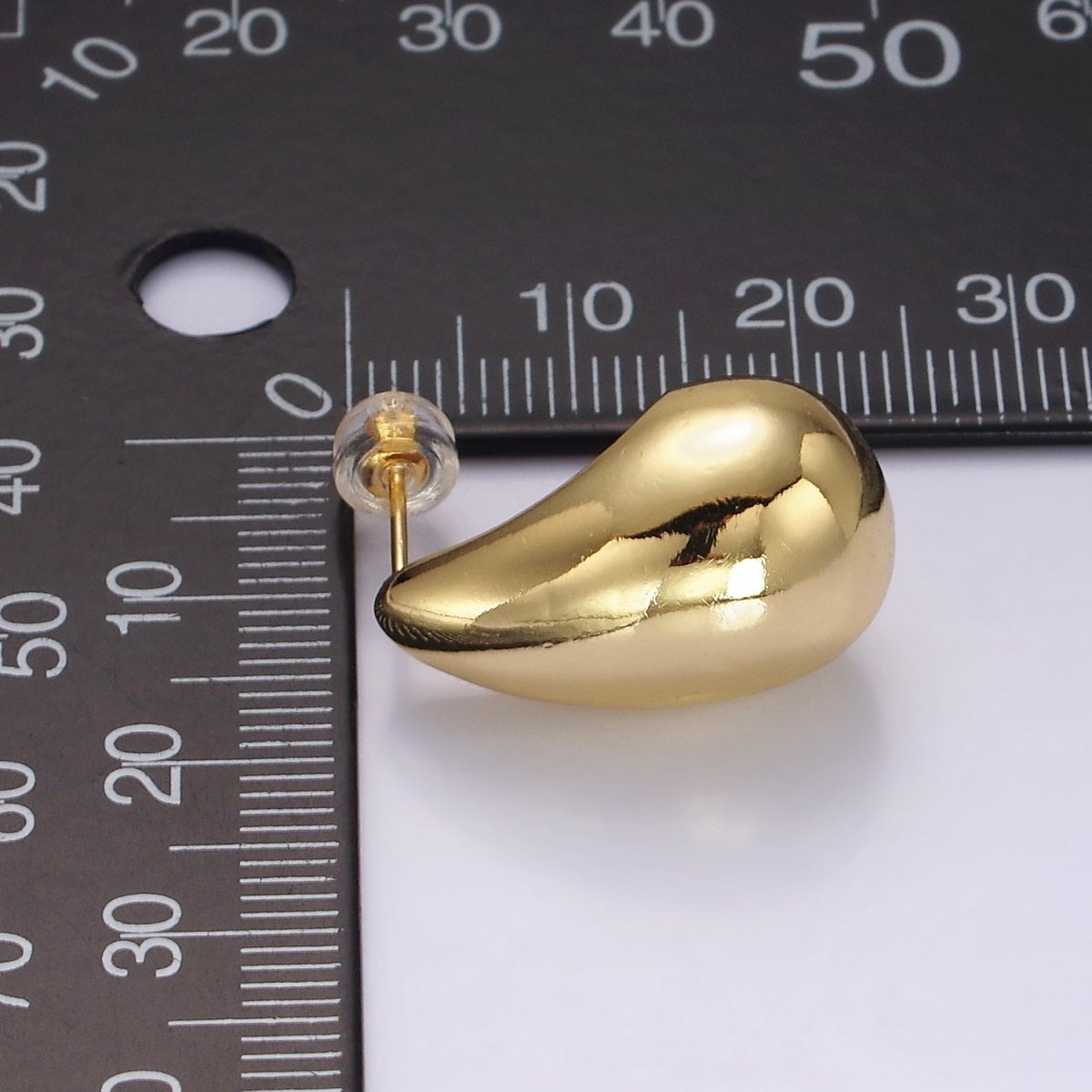 14K Gold Filled 22.5mm Teardrop Dome Modern Statement Stud Earrings | AE177