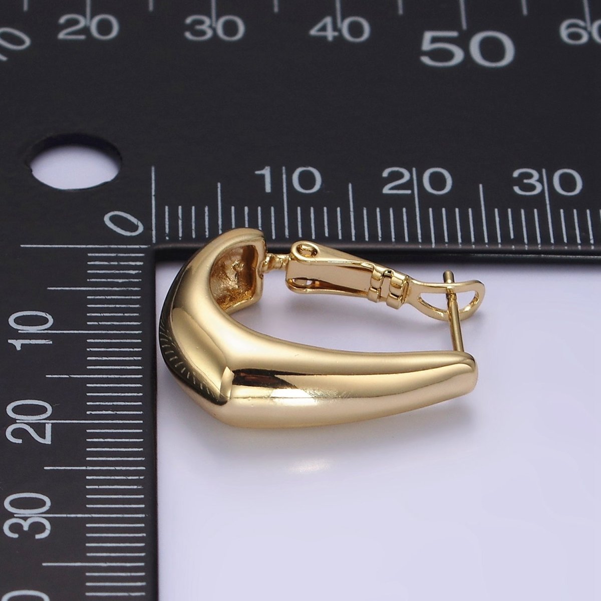 14K Gold Filled 22mm J-Shaped Geometric Hinge Hoop Earrings | AE876