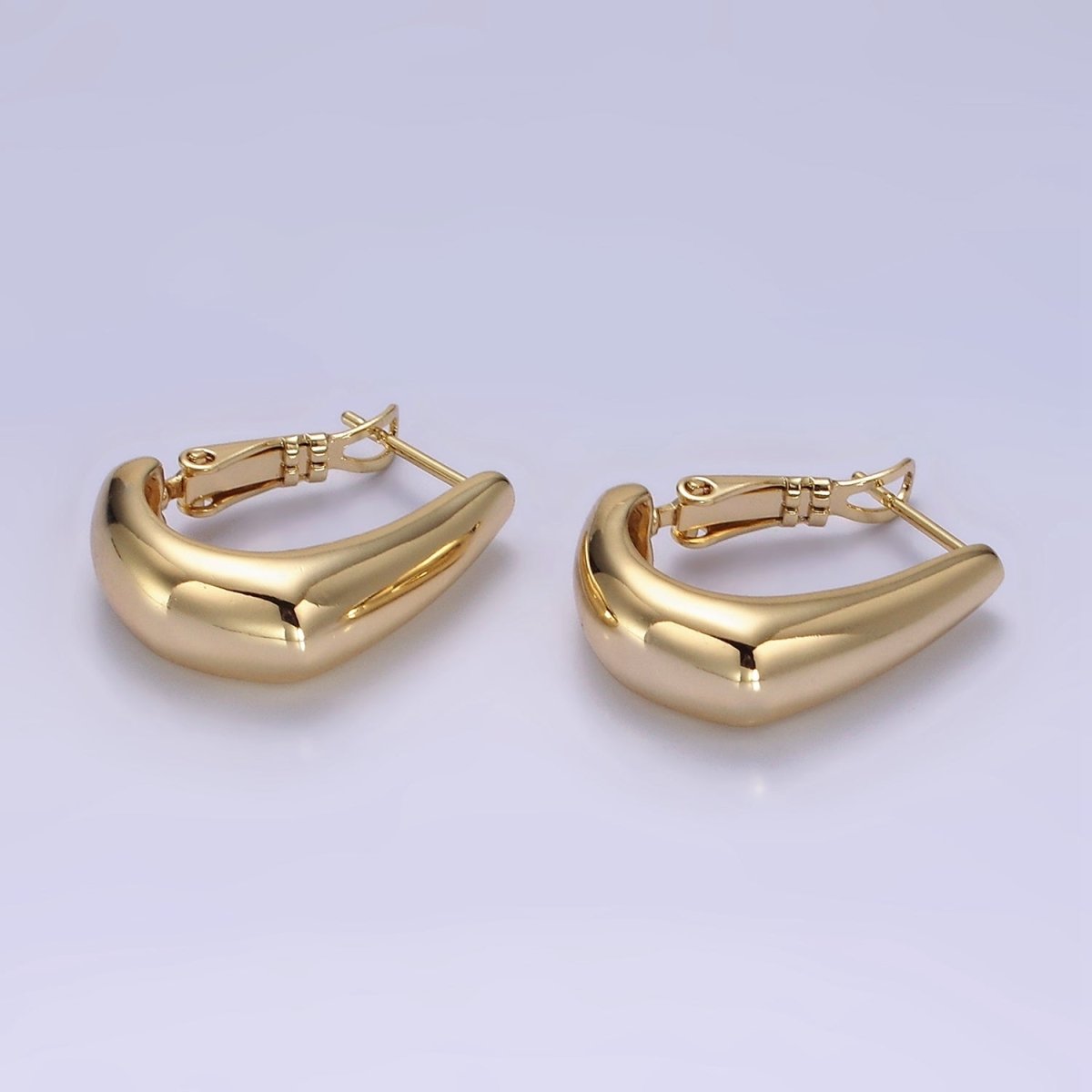 14K Gold Filled 22mm J-Shaped Geometric Hinge Hoop Earrings | AE876