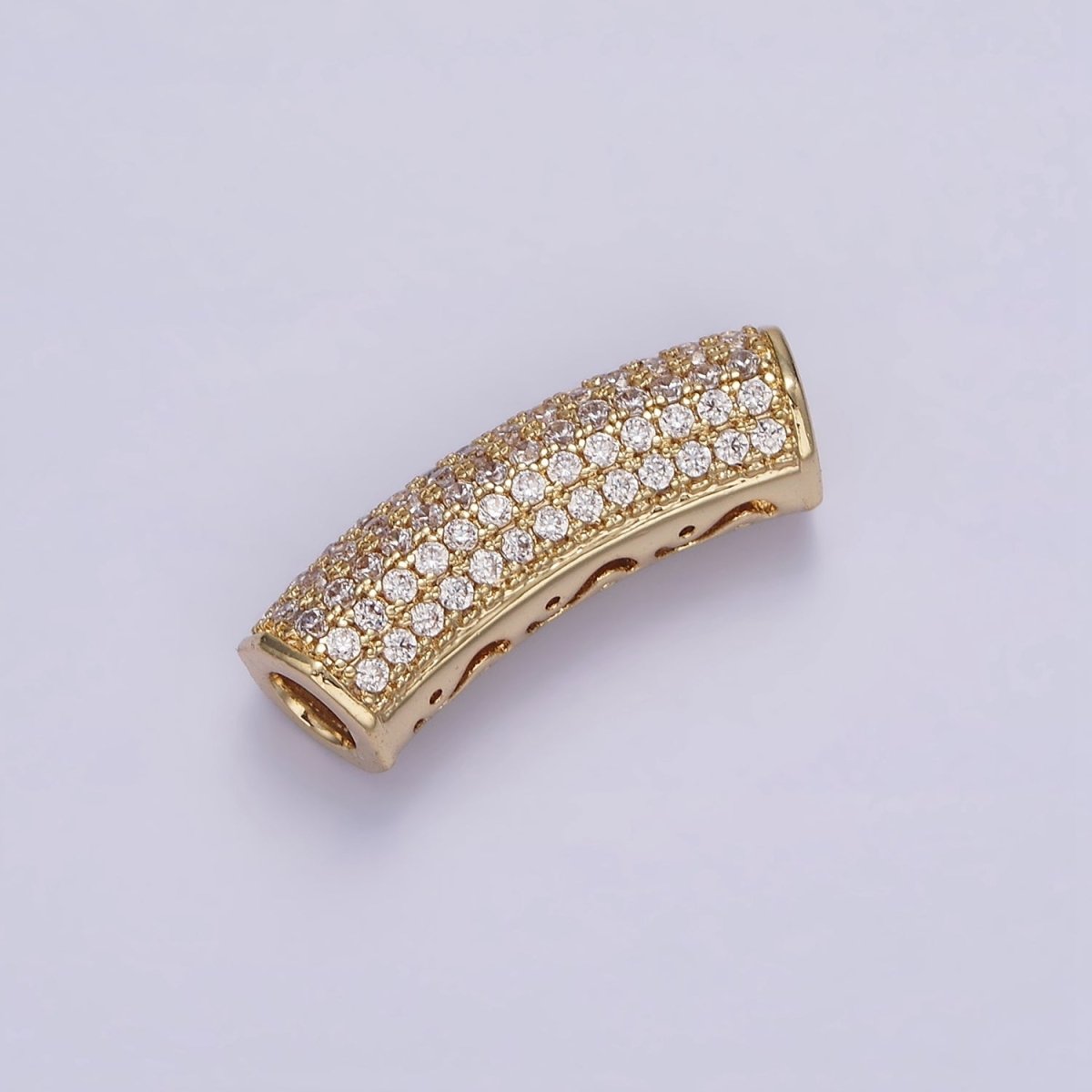 14K Gold Filled 23.5 Tube Micro Paved CZ Bead | B-795