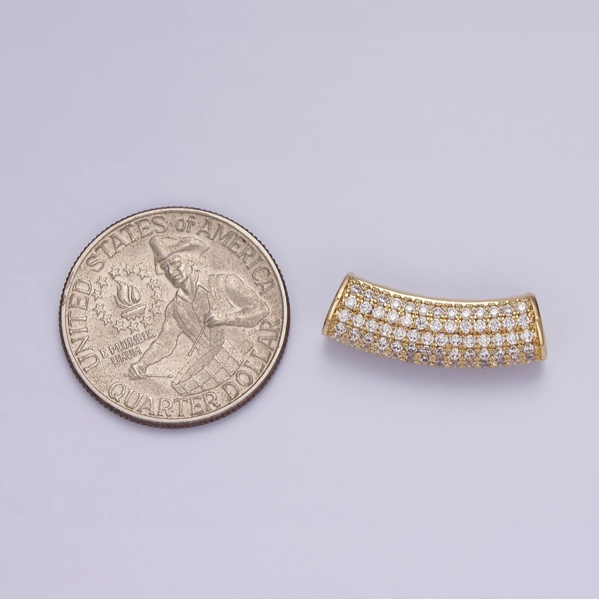14K Gold Filled 23.5 Tube Micro Paved CZ Bead | B-795
