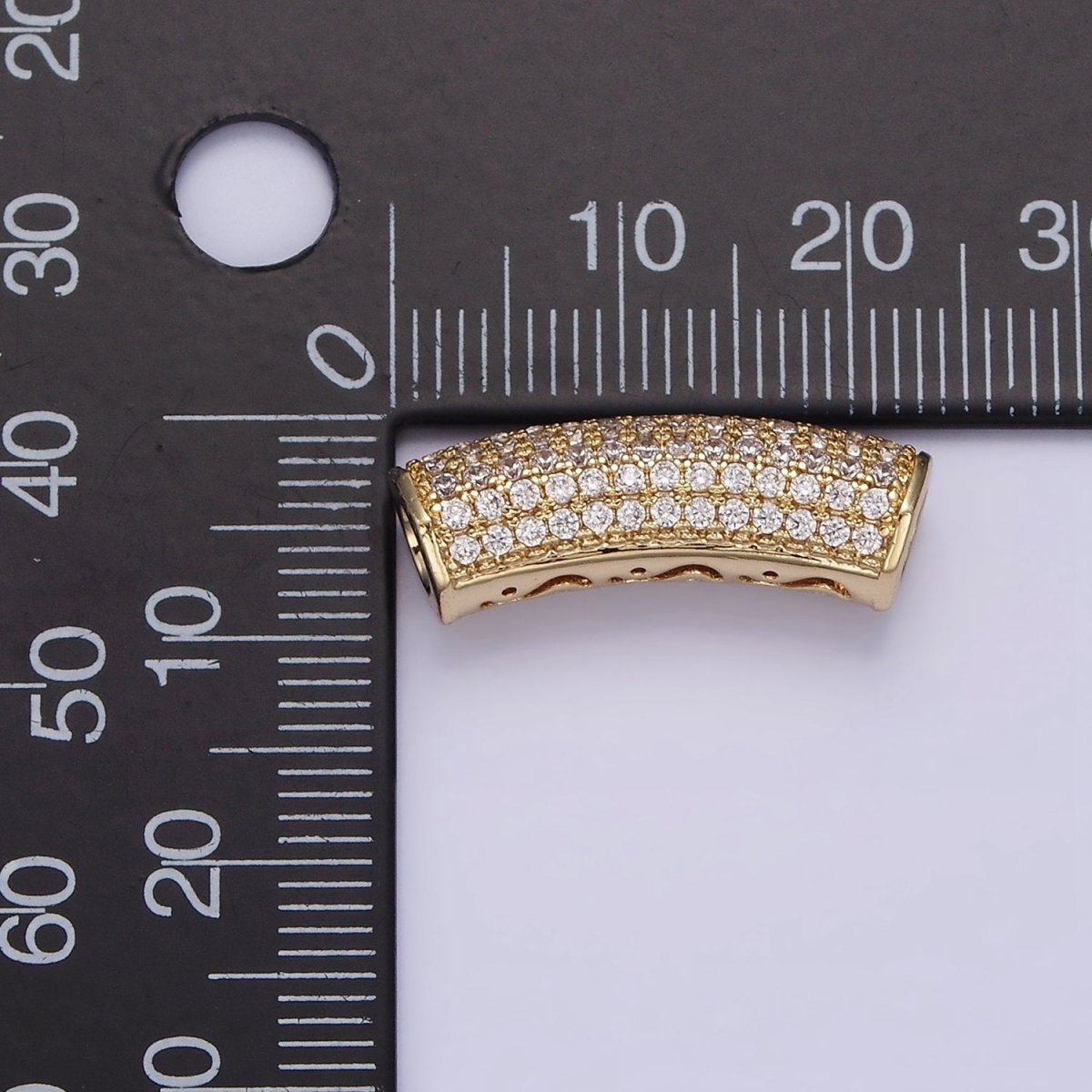 14K Gold Filled 23.5 Tube Micro Paved CZ Bead | B-795