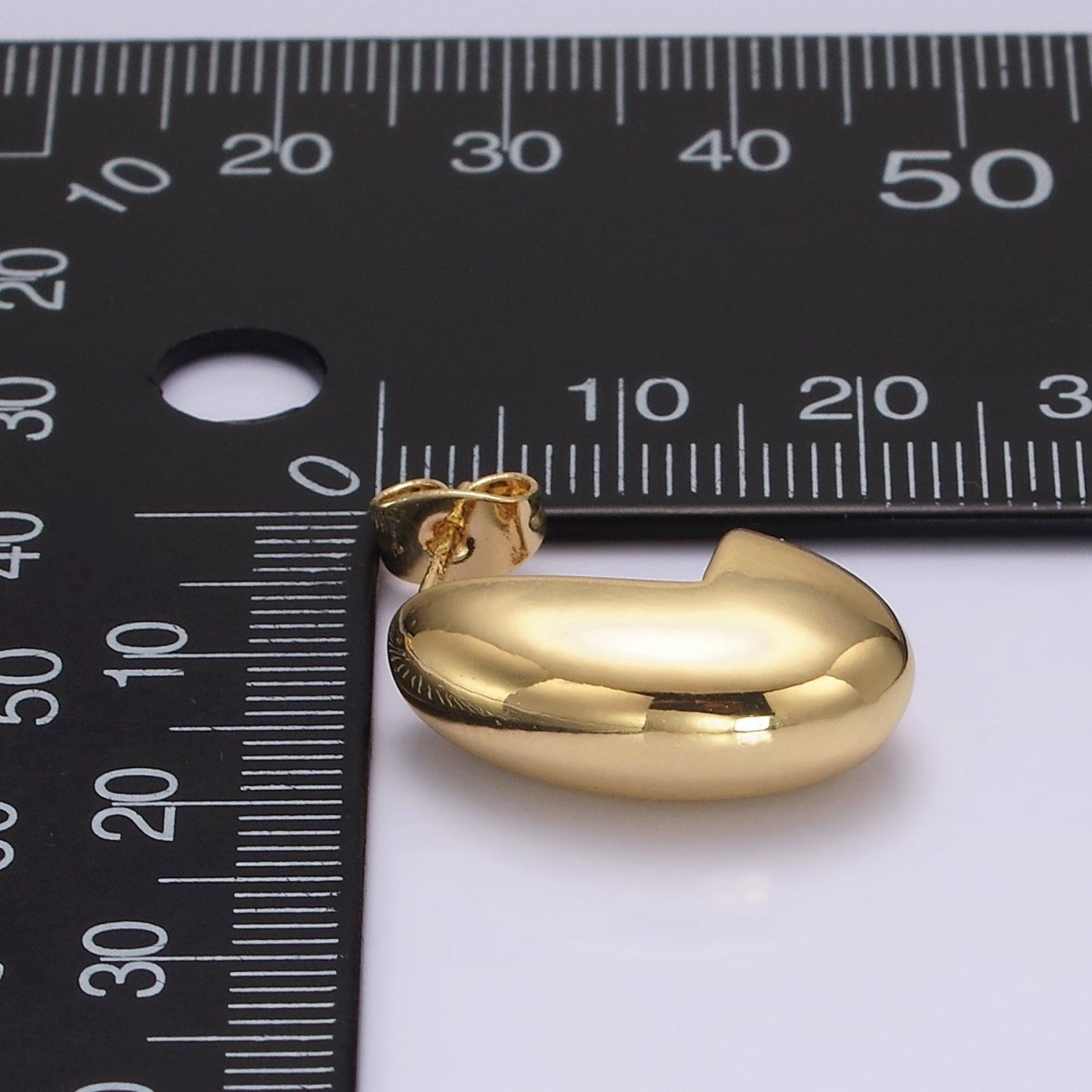 14K Gold Filled 23mm Dome J-Shaped Minimalist Hoop Earrings | AE342