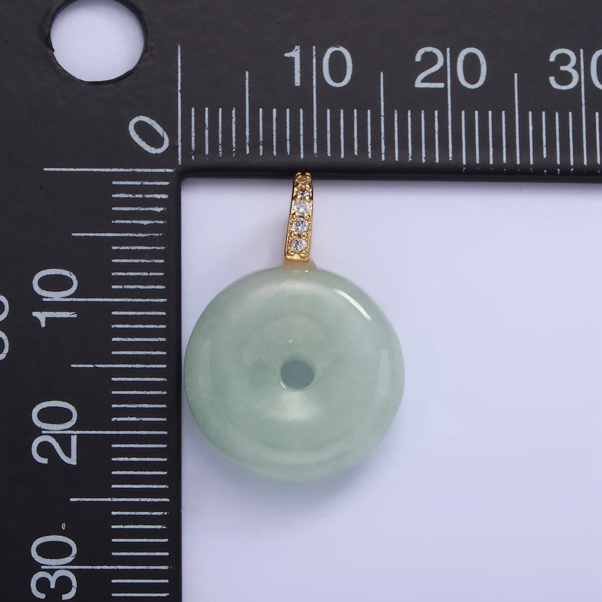 14K Gold Filled 23mm Green Donut Micro Paved CZ Bail Pendant | AG707
