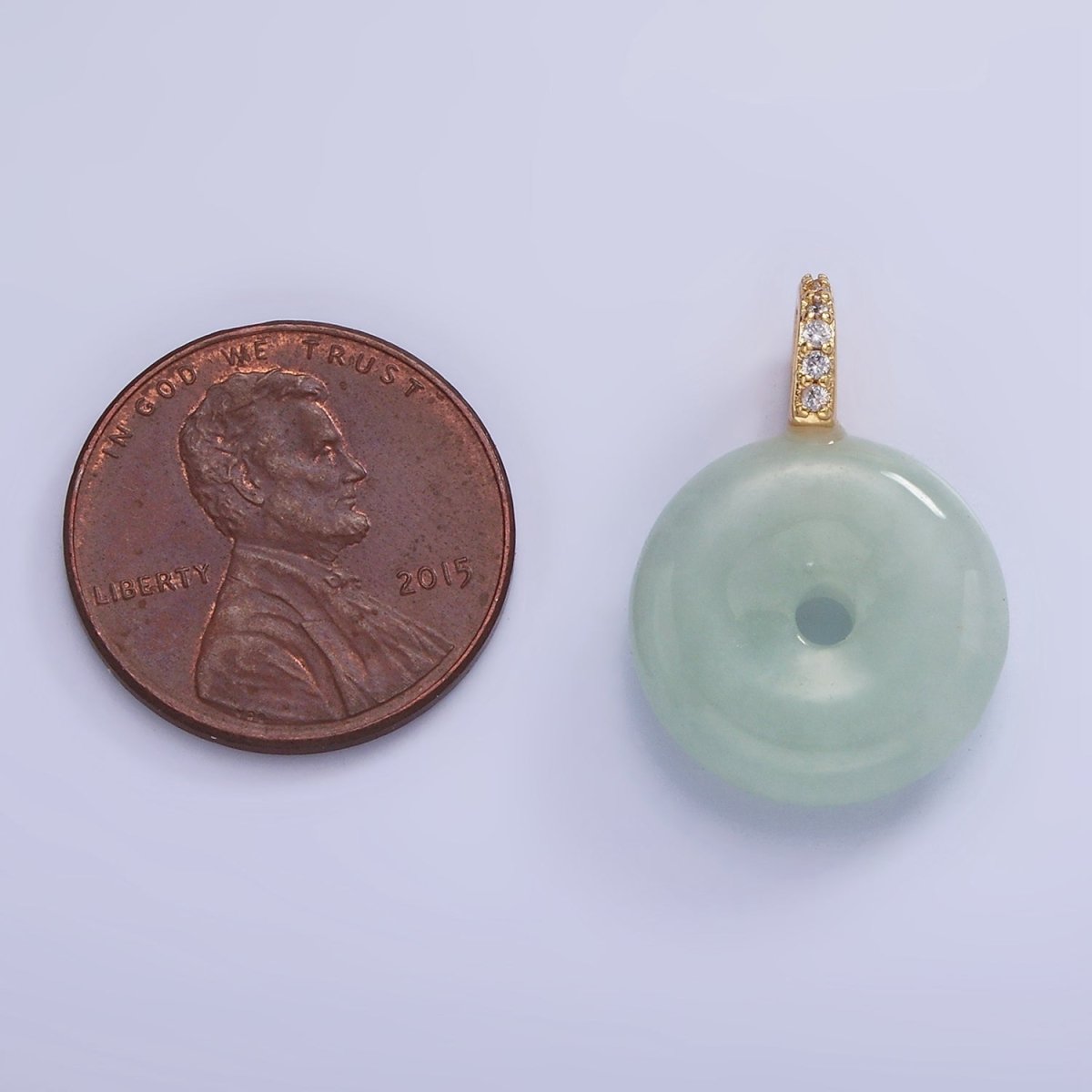14K Gold Filled 23mm Green Donut Micro Paved CZ Bail Pendant | AG707