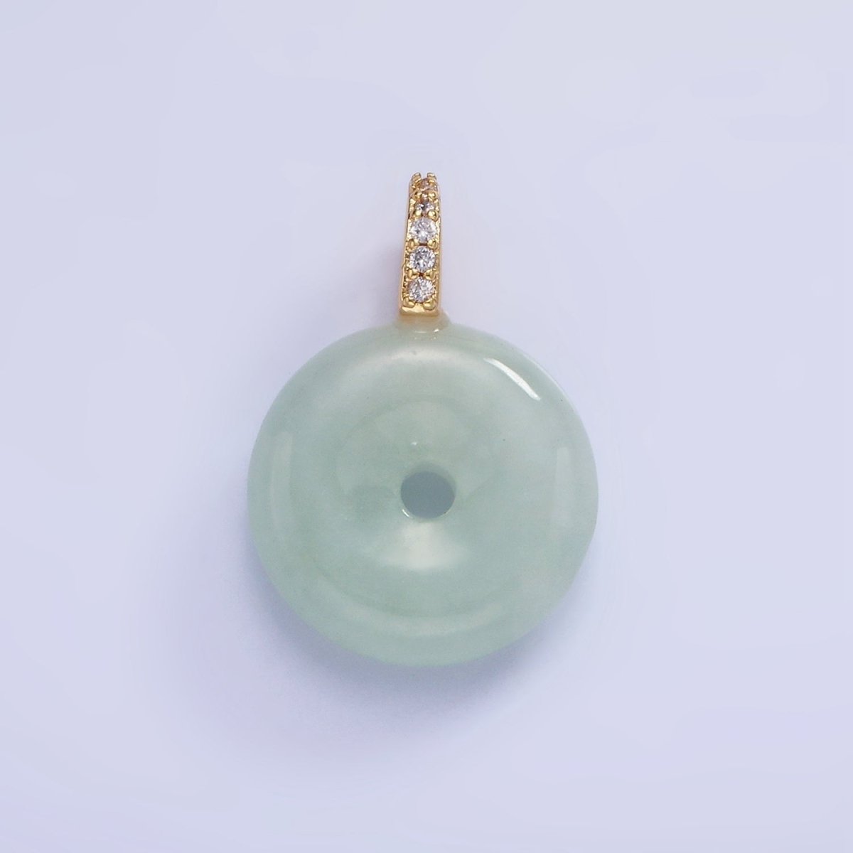 14K Gold Filled 23mm Green Donut Micro Paved CZ Bail Pendant | AG707