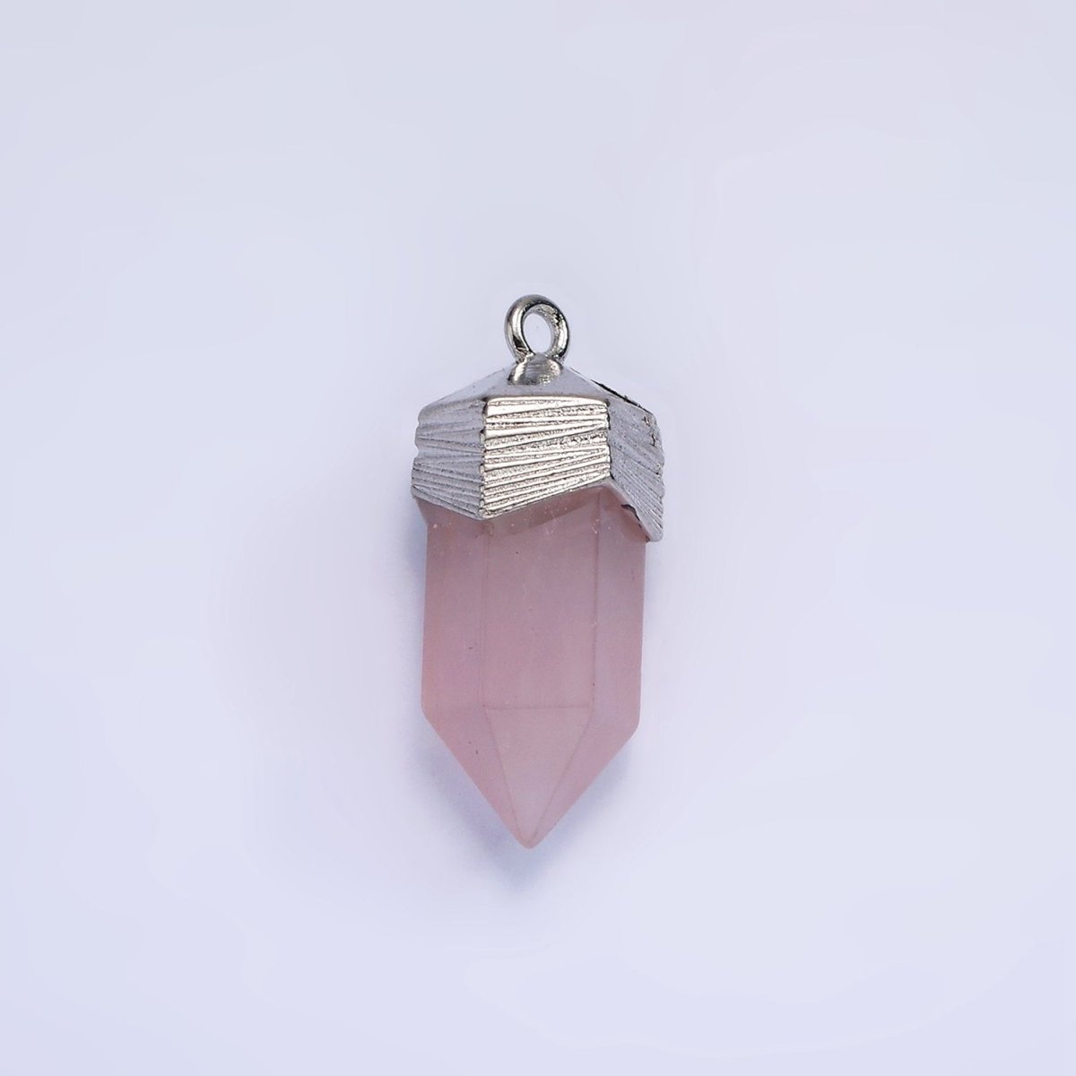 14K Gold Filled 23mm Natural Gemstone Pointed Wand Line-Textured Charm in Silver & Gold | AG342 - AG353