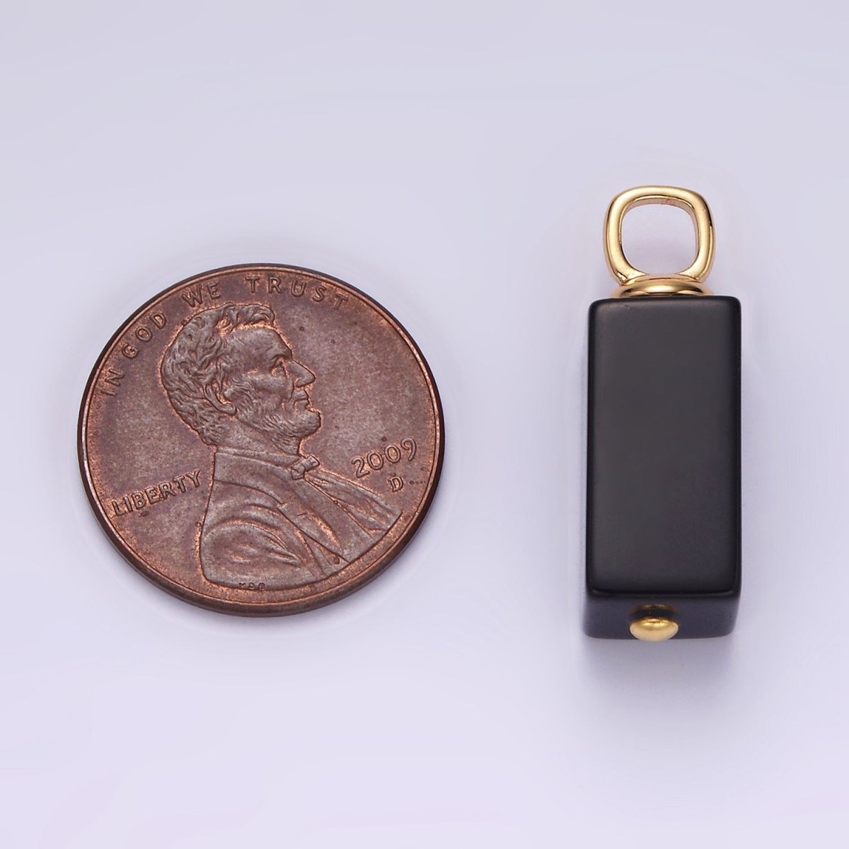 14K Gold Filled 24mm Black Onyx Tube Bar Minimalist Pendant | N1990