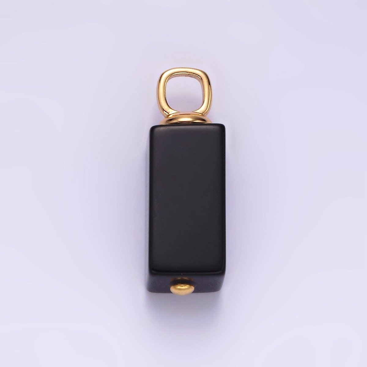 14K Gold Filled 24mm Black Onyx Tube Bar Minimalist Pendant | N1990
