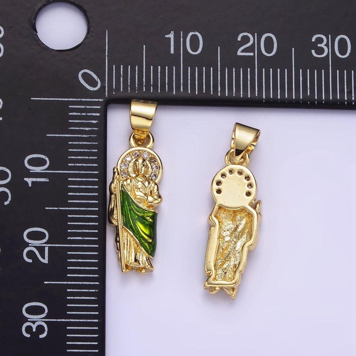 14K Gold Filled 24mm Saint Jude Micro Paved CZ Religious Pendant | AA1143