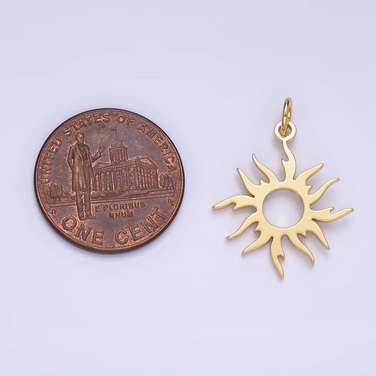 14K Gold Filled 25mm Celestial Sun Ray Open Minimalist Charm | AG626