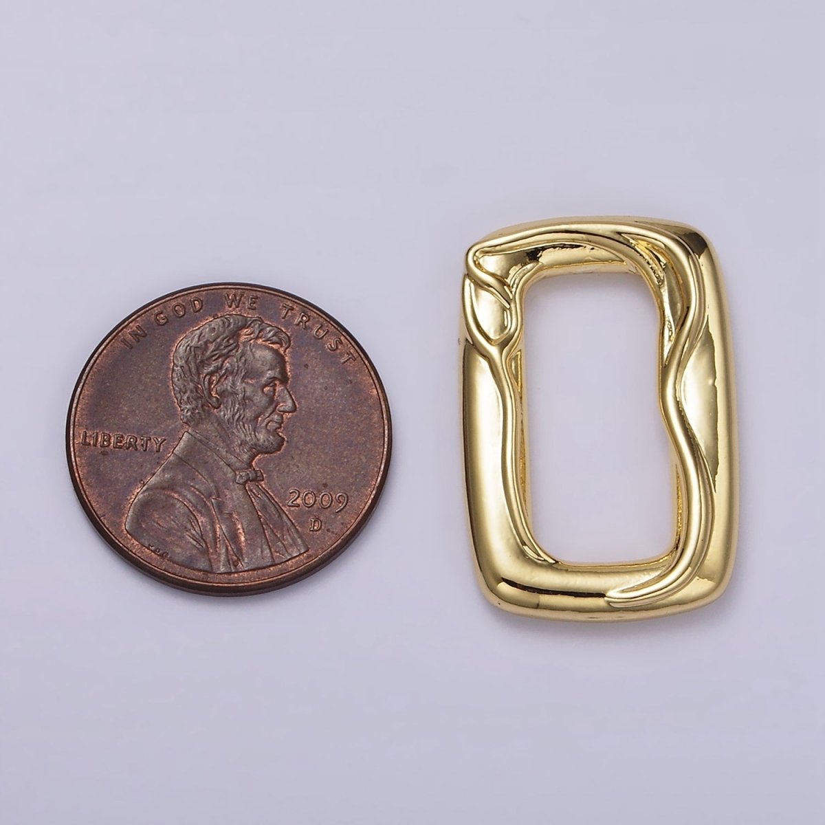 14K Gold Filled 25mm Molten Rectangular Link Jewelry Finding Supply | Z615