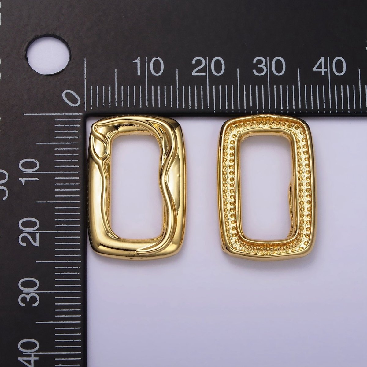 14K Gold Filled 25mm Molten Rectangular Link Jewelry Finding Supply | Z615