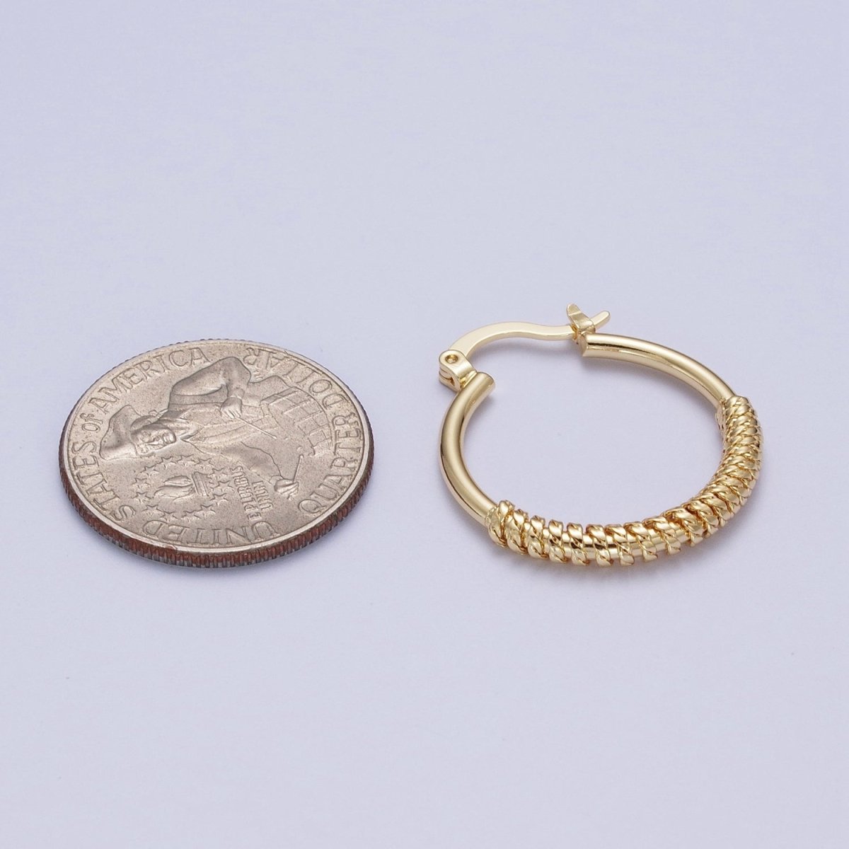 14K Gold Filled 25mm Multiple Curb Latch Hoop Earrings | AE1017