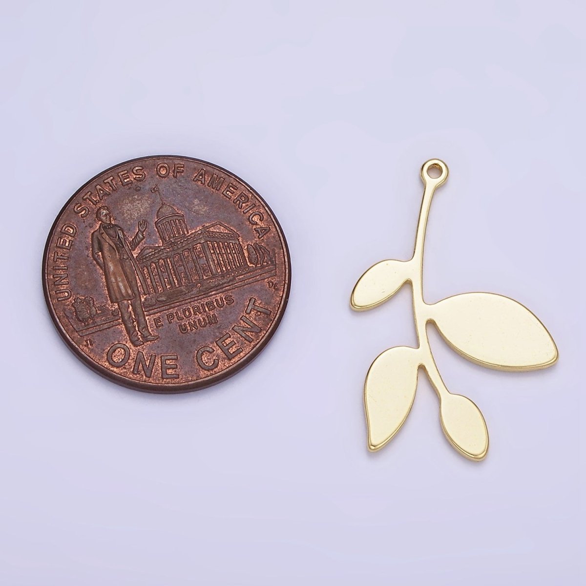 14K Gold Filled 25mm Nature Leaf Minimalist Charm | AG636