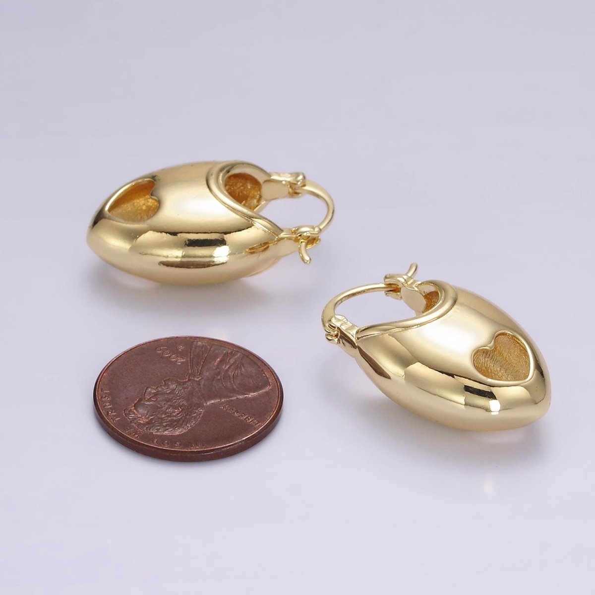14K Gold Filled 25mm Open Heart Sphere Dome Latch Hoop Earrings | AE168