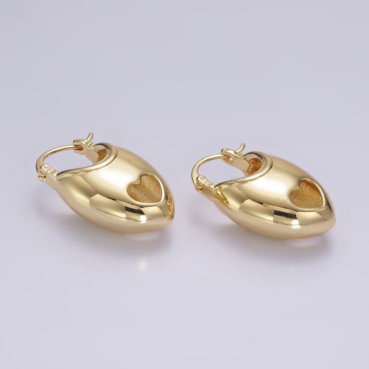 14K Gold Filled 25mm Open Heart Sphere Dome Latch Hoop Earrings | AE168