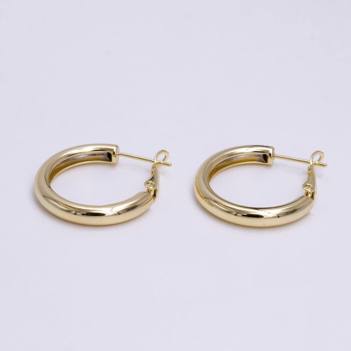 14K Gold Filled 25mm Round Chubby Hinge Hoop Earrings | AE543
