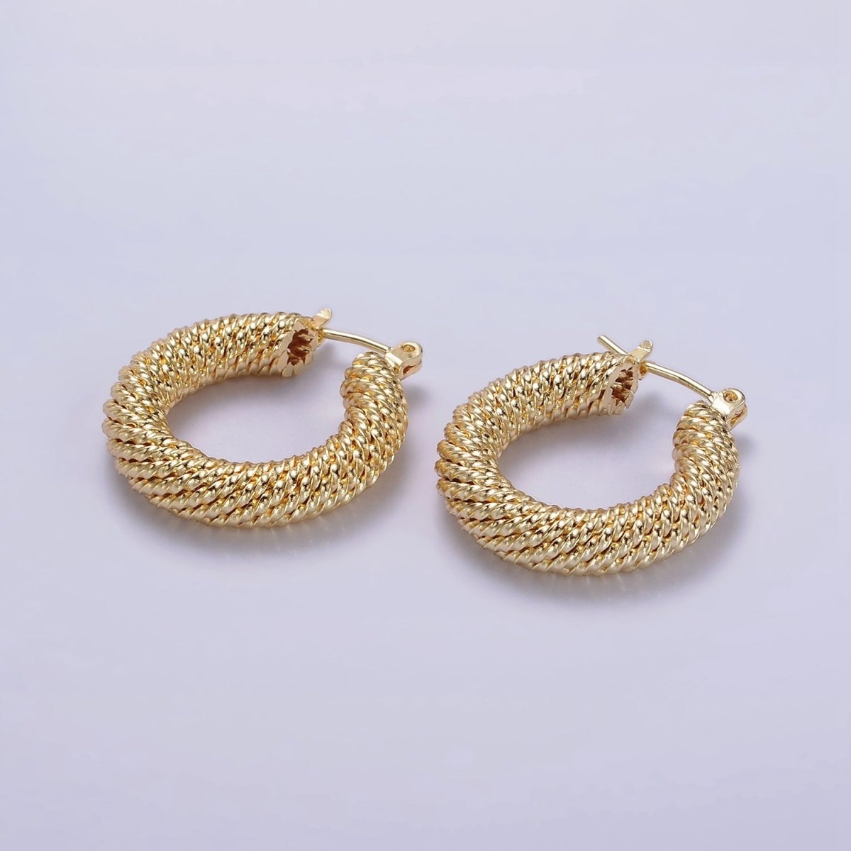 14K Gold Filled 25mm Twisted Rope Band Hoop Earrings | AE660