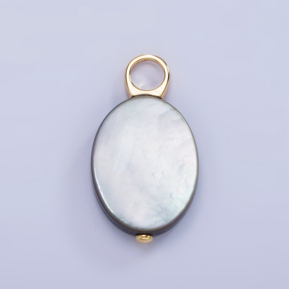 14K Gold Filled 28mm Black Tahitian Shell Pearl Oval Flat Pendant | P1679