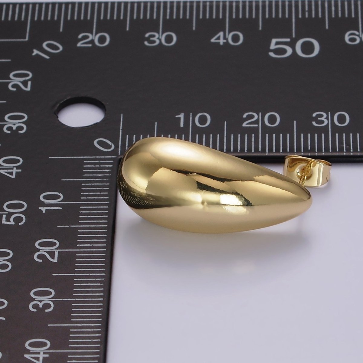 OS 14K Gold Filled 28mm Teardrop Dome Modern Statement Stud Kylie Earrings | AE169
