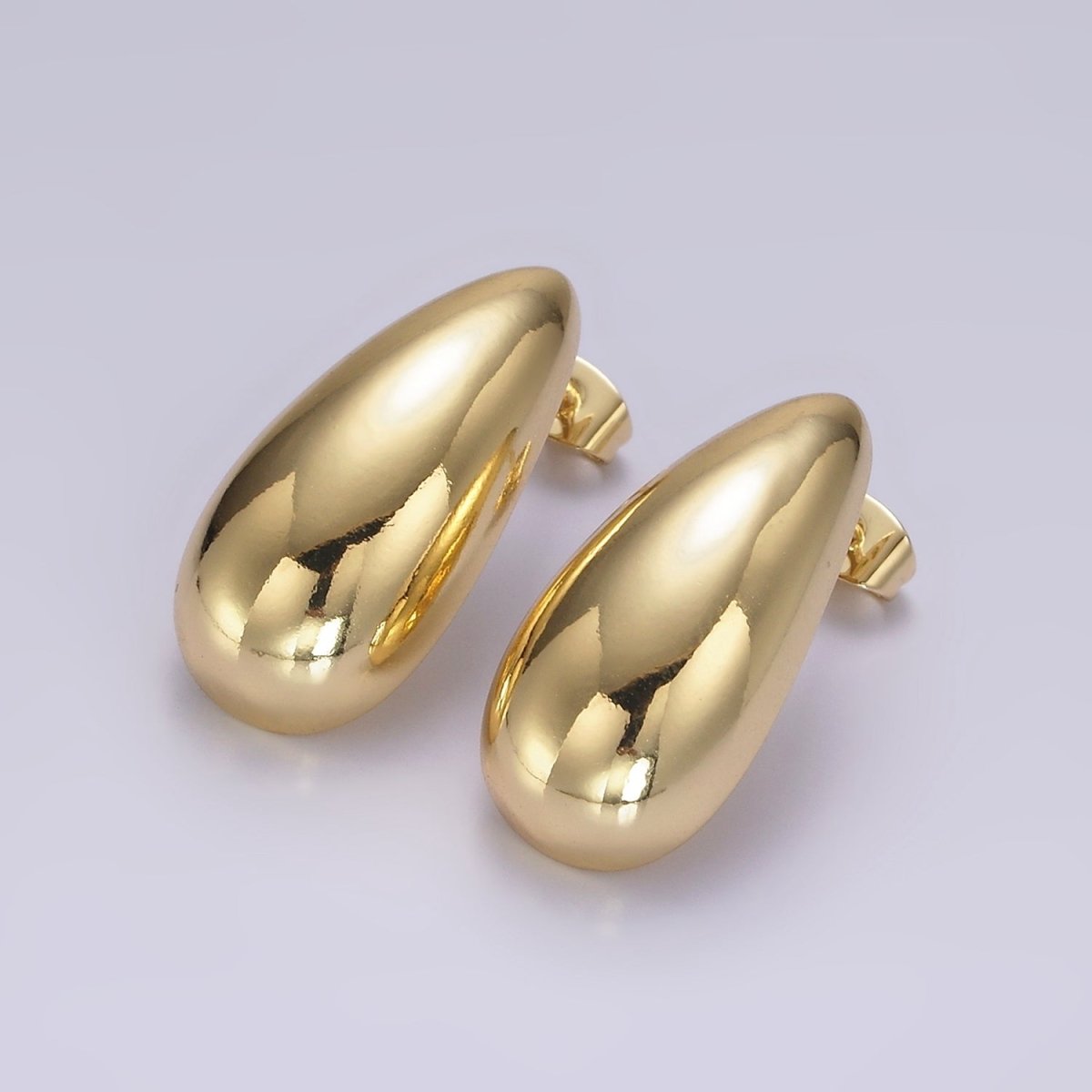 OS 14K Gold Filled 28mm Teardrop Dome Modern Statement Stud Kylie Earrings | AE169