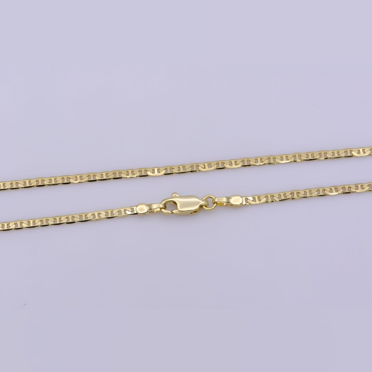14K Gold Filled 2mm Flat Edged Mariner 18 Inch Layering Chain Necklace | WA-400 Clearance Pricing