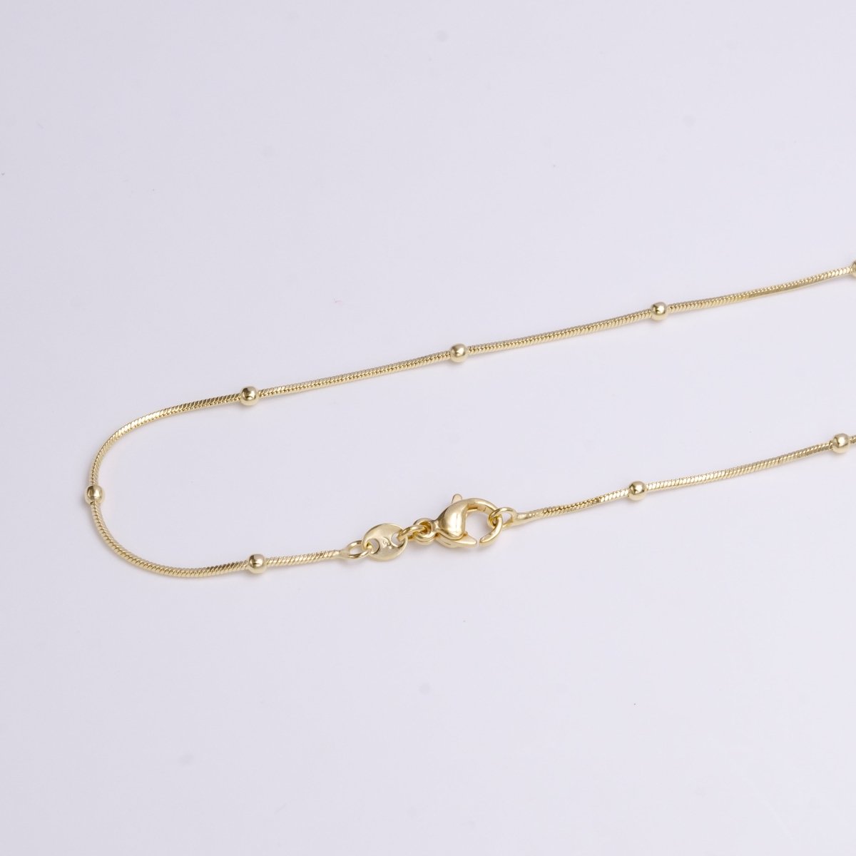 14K Gold Filled 2mm Satellite 0.7mm Dainty Omega Snake 19.5 Inch Chain Necklace | WA-1911