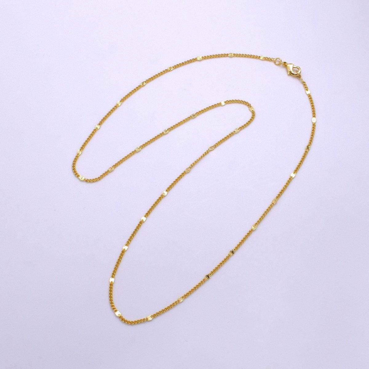 14K Gold Filled 2mm Sunburst Link Curb Chain 19.5 Inch Necklace | WA-2435