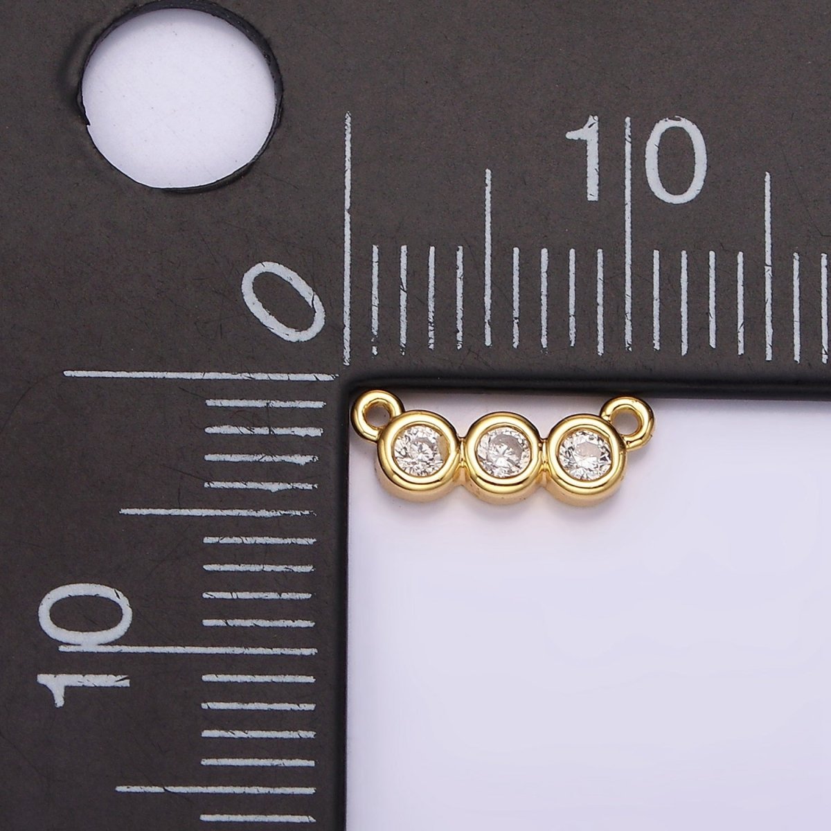 14K Gold Filled 30mm Clear Micro Paved CZ Abstract Lined Connector | G115