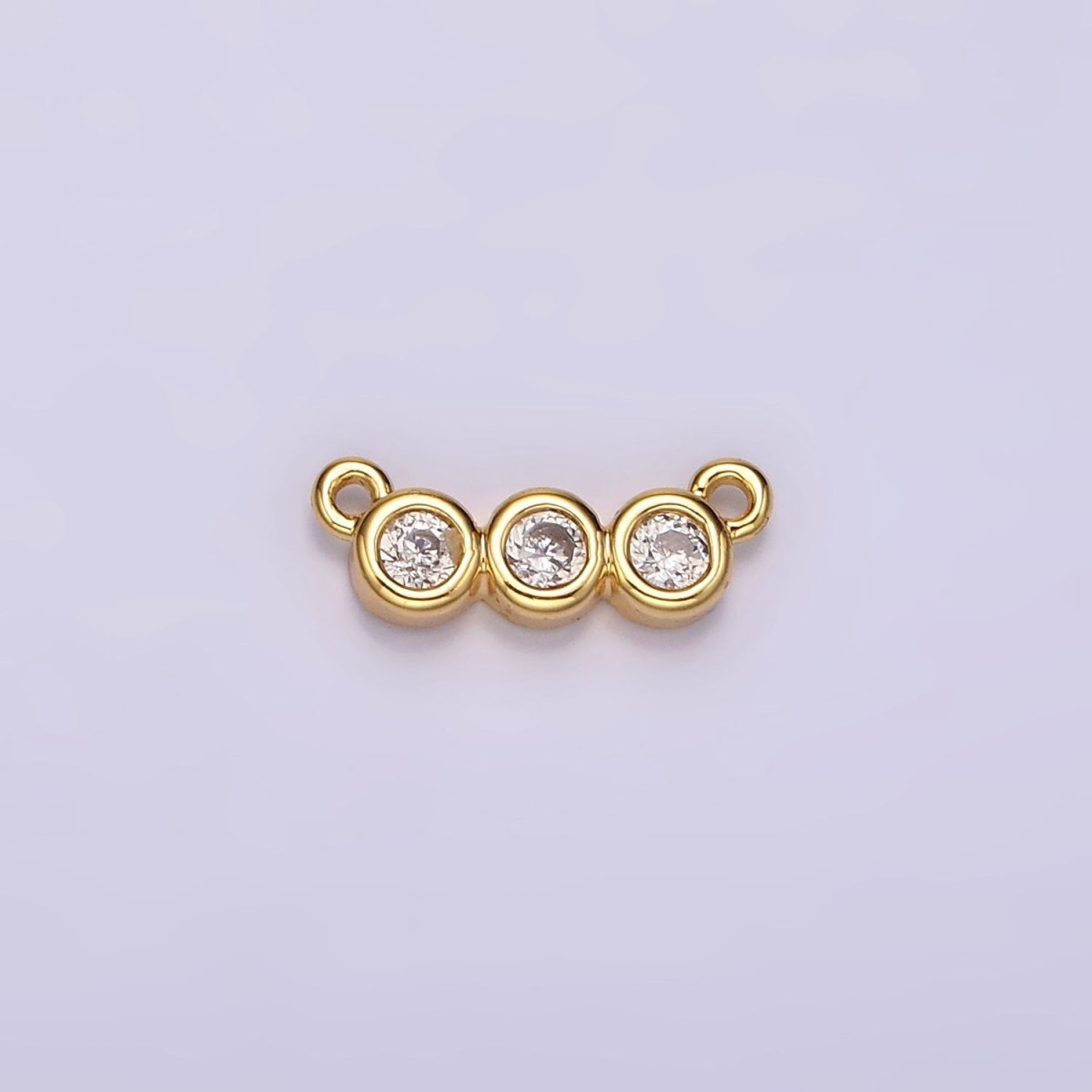 14K Gold Filled 30mm Clear Micro Paved CZ Abstract Lined Connector | G115