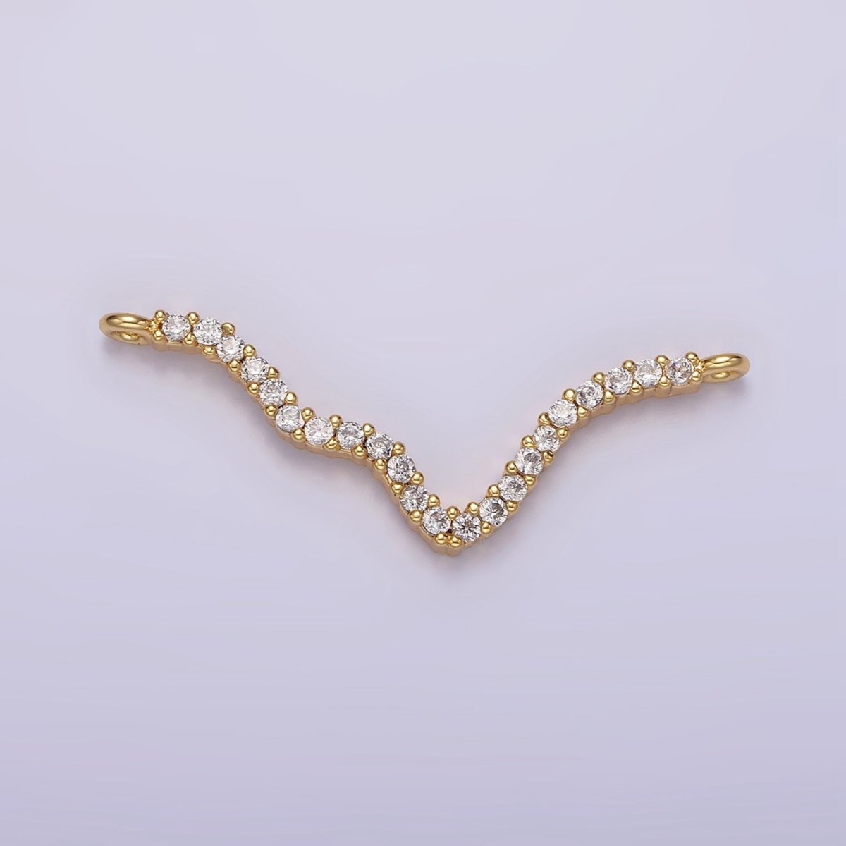 14K Gold Filled 30mm Clear Micro Paved CZ Abstract Lined Connector | G115