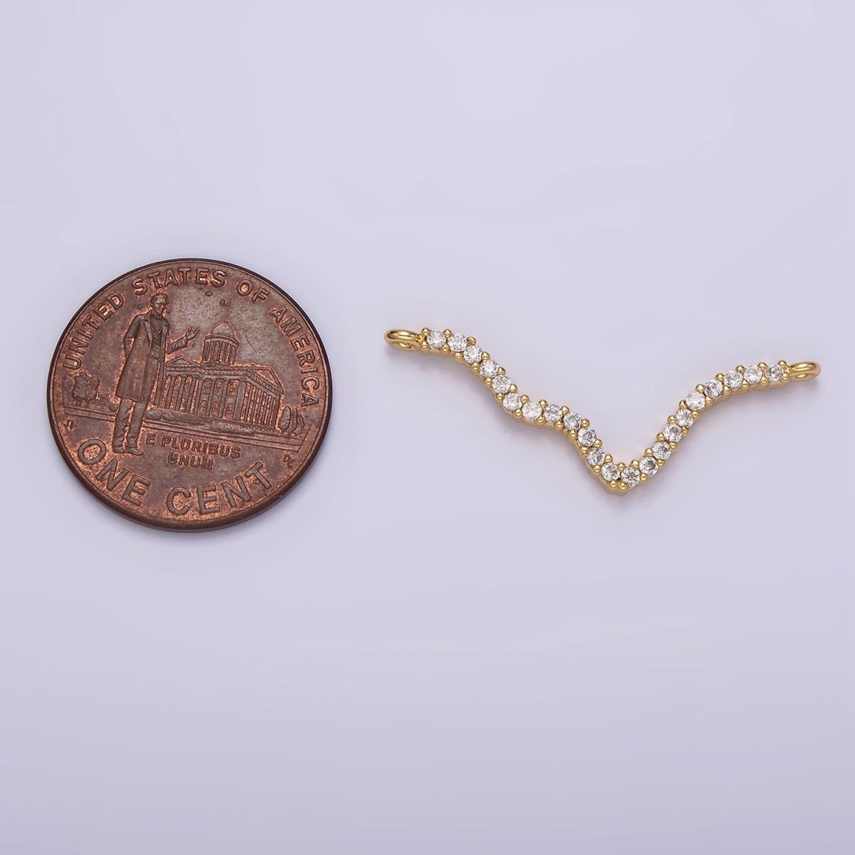 14K Gold Filled 30mm Clear Micro Paved CZ Abstract Lined Connector | G115