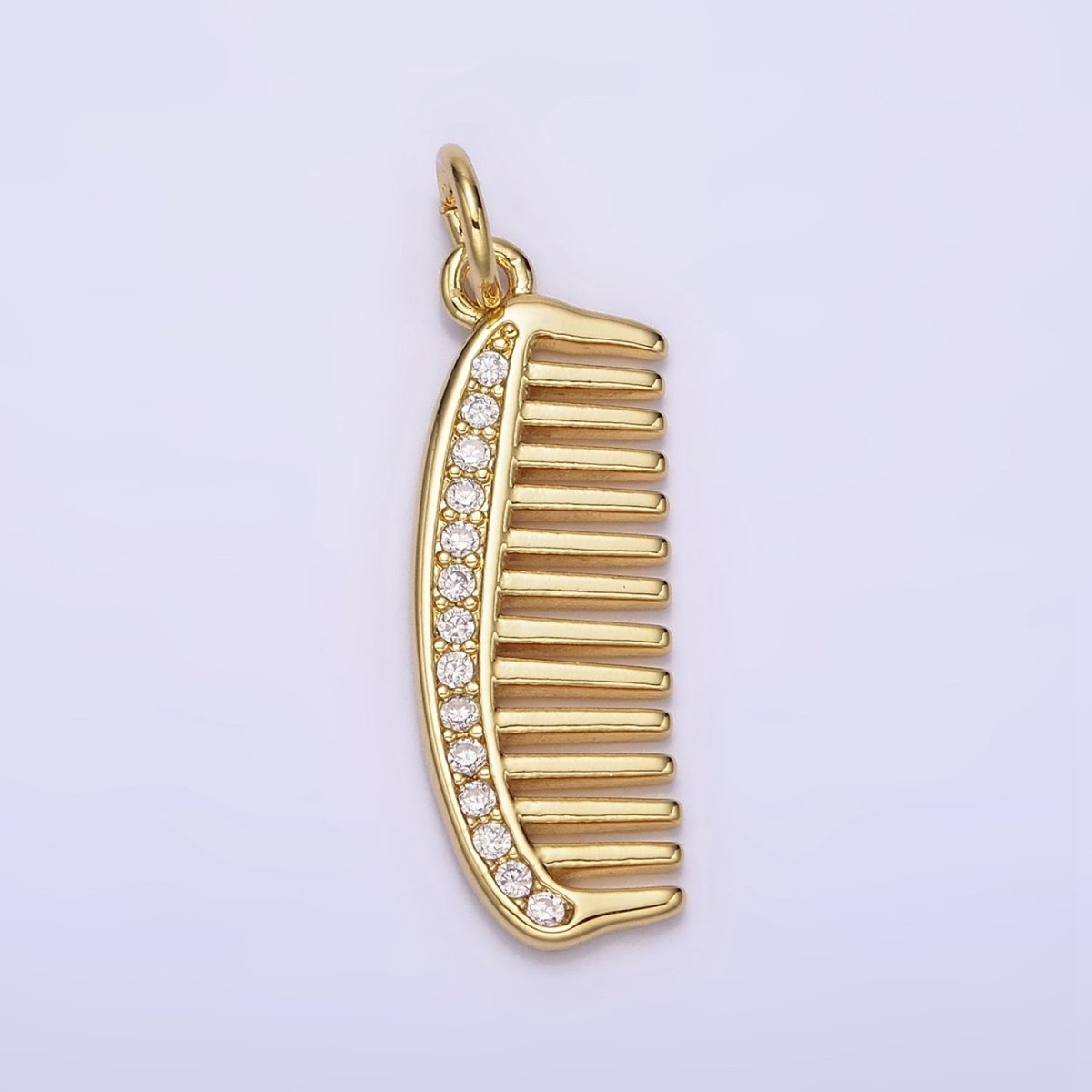 14K Gold Filled 30mm Clear Micro Paved CZ Hair Comb Charm | N1101