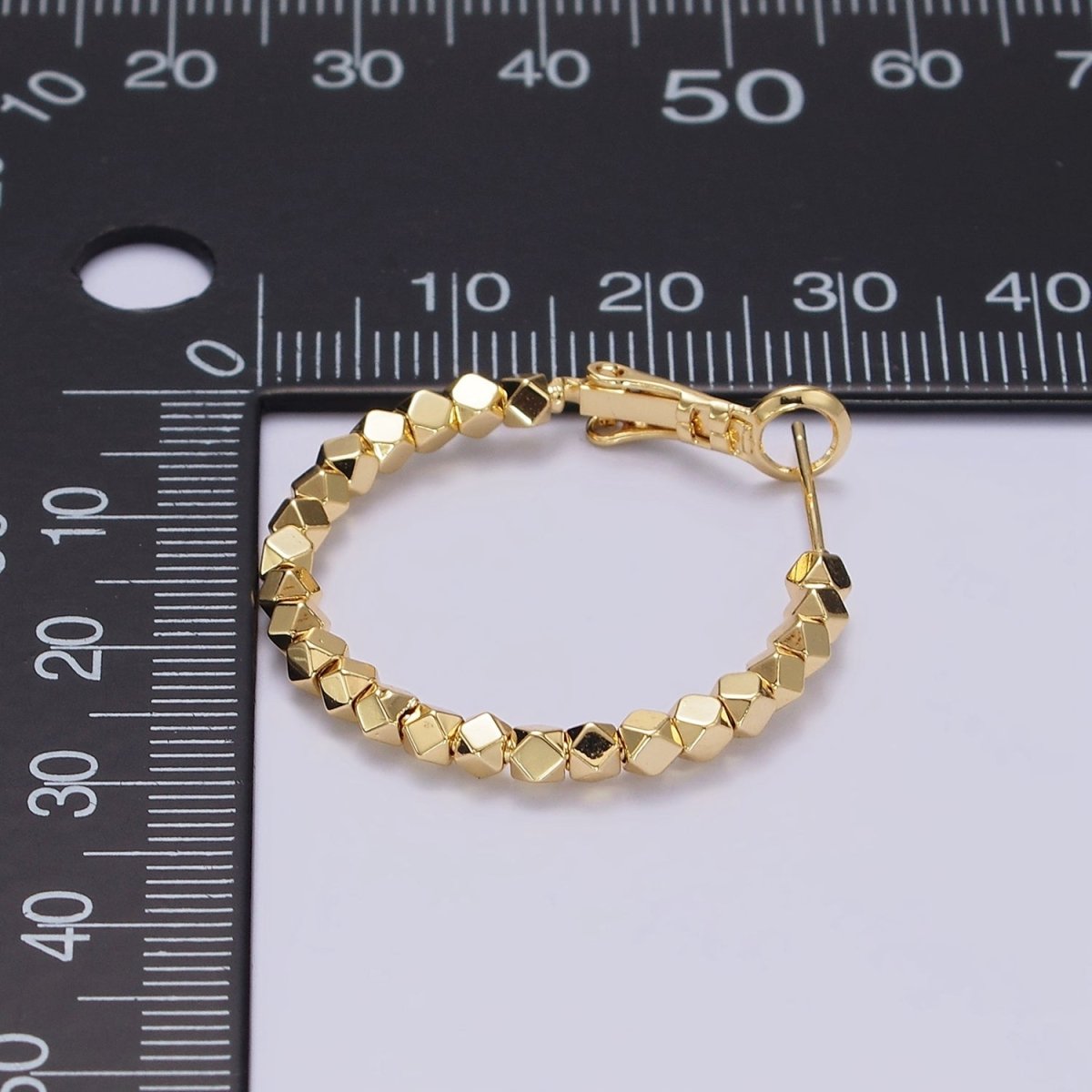 14K Gold Filled 30mm Geometric Bead Hinge Hoop Earrings | AE688