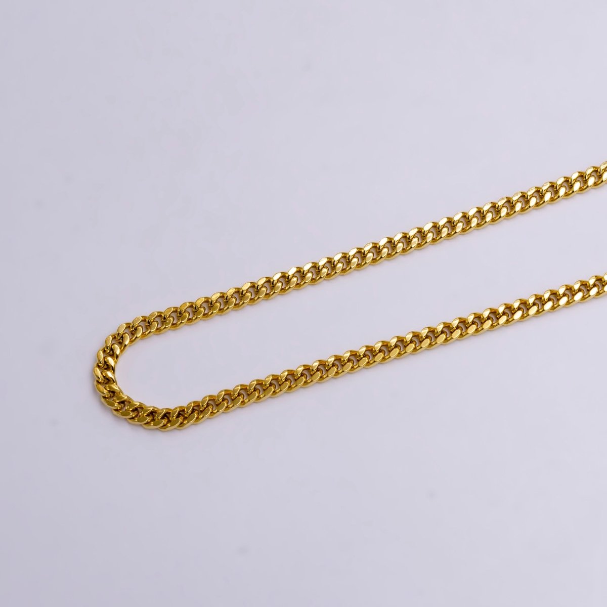 14K Gold Filled 3.2mm Flat Concave Curb Unfinished Chain For Jewelry Making | ROLL-1416