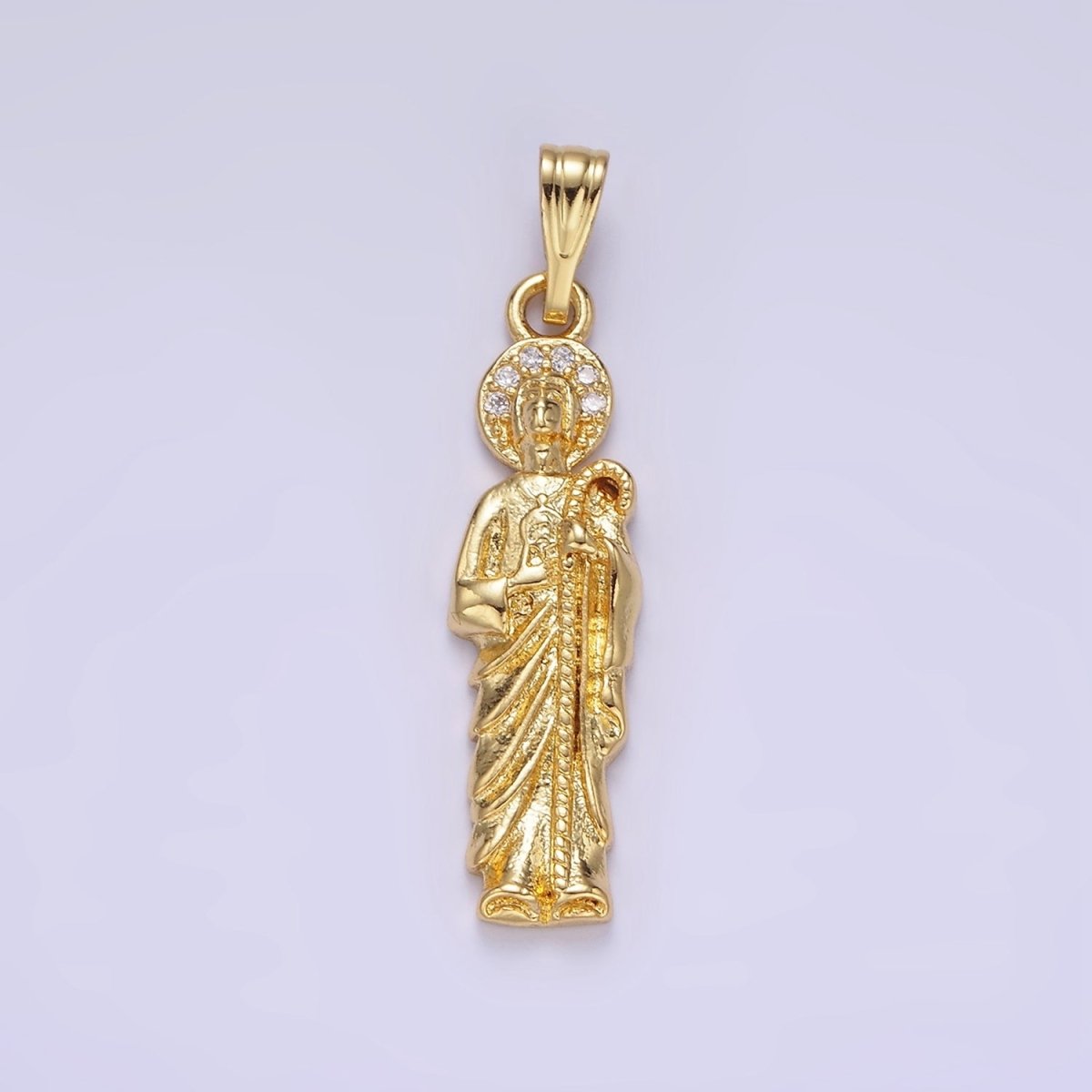 14K Gold Filled 33mm Saint Jude Religious Micro Paved CZ Pendant | AA1144