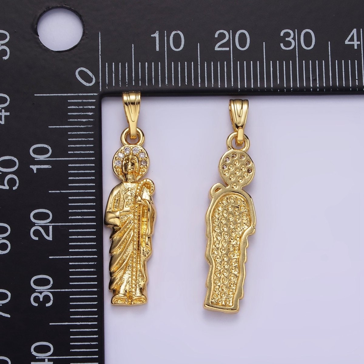 14K Gold Filled 33mm Saint Jude Religious Micro Paved CZ Pendant | AA1144