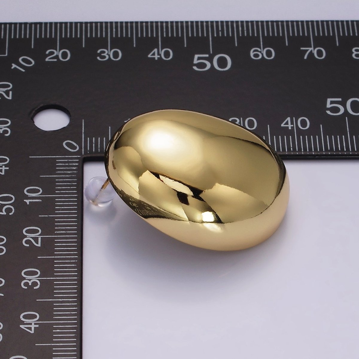 14K Gold Filled 35mm Bean Oval Dome Statement Stud Earrings | AE-240