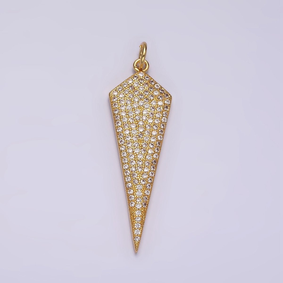 14K Gold Filled 35mm Micro Paved CZ Shield Arrow Tip Charm | AG-354