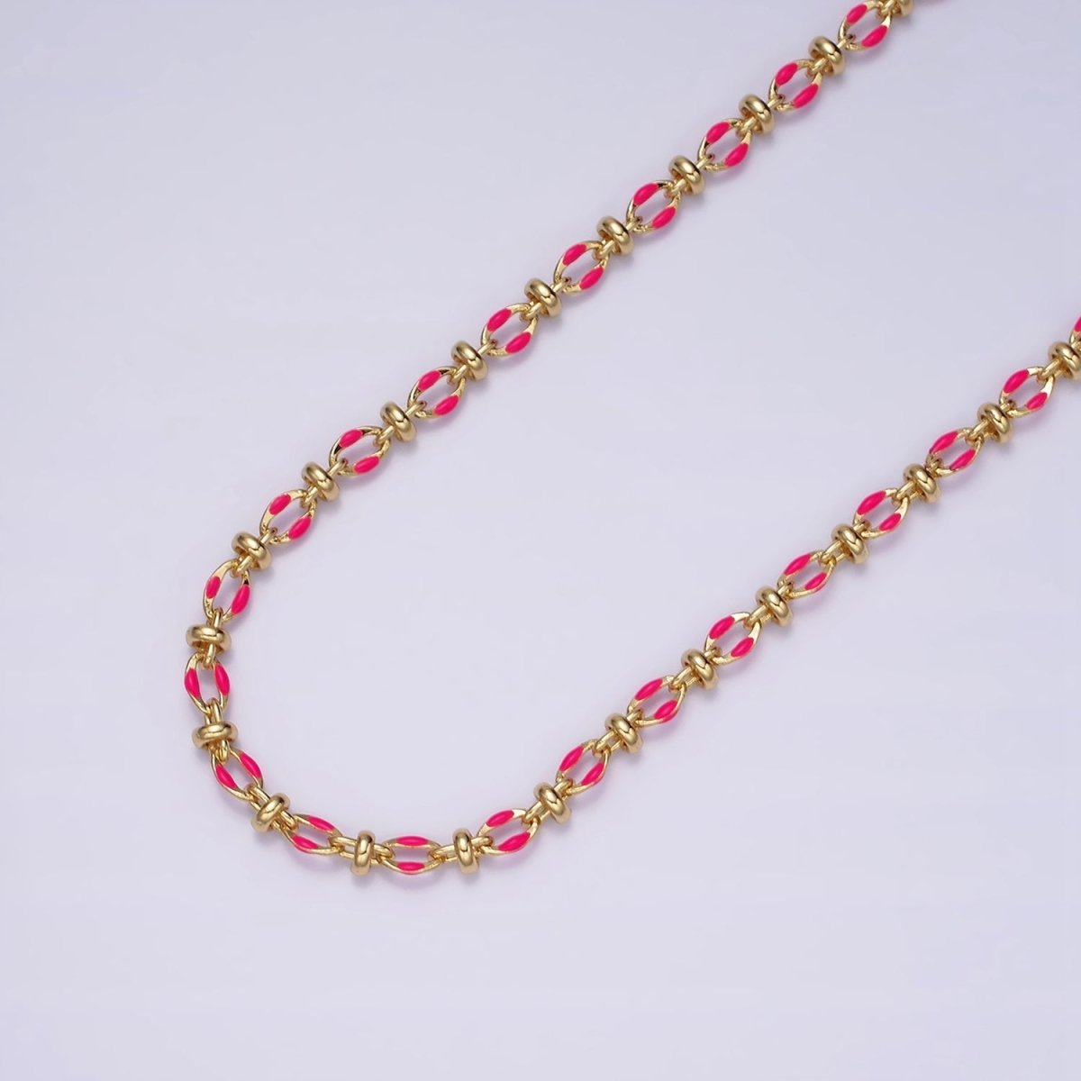 14K Gold Filled 3.8mm Multicolor Rainbow Enamel Crimp Double Link Unfinished Chain For Jewelry Making | ROLL-1394 to ROLL-1403 Clearance Pricing