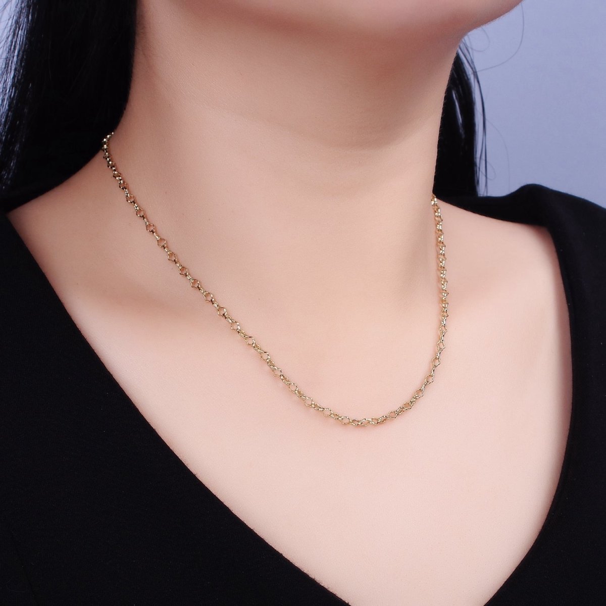 14K Gold Filled 3mm Unique Quatrefoil 17 Inch Chain Necklace | WA-1879 Clearance Pricing