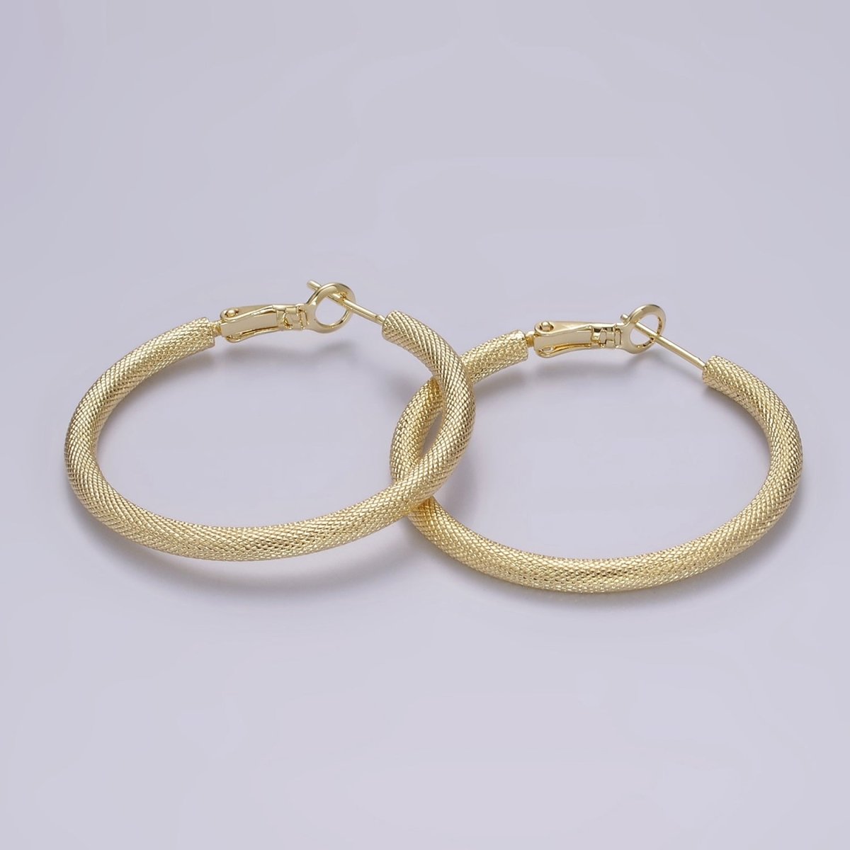 14K Gold Filled 40mm Scale-Textured Hinge Hoop Earrings | AE170