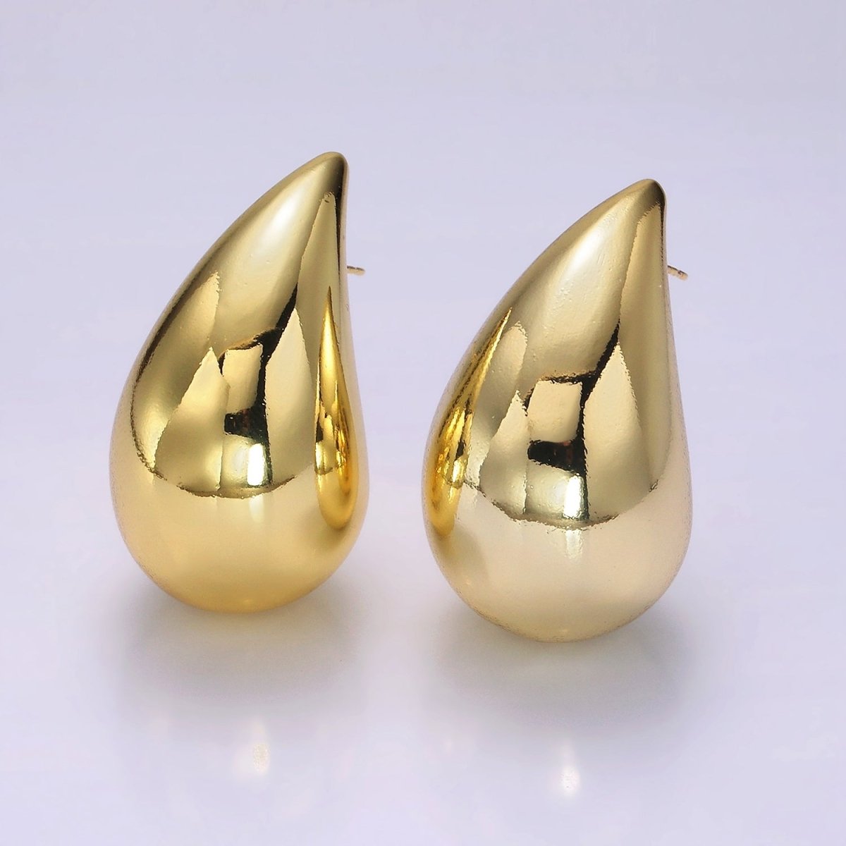 14K Gold Filled 43mm Chubby Teardrop Stud Minimalist Earrings | AE340
