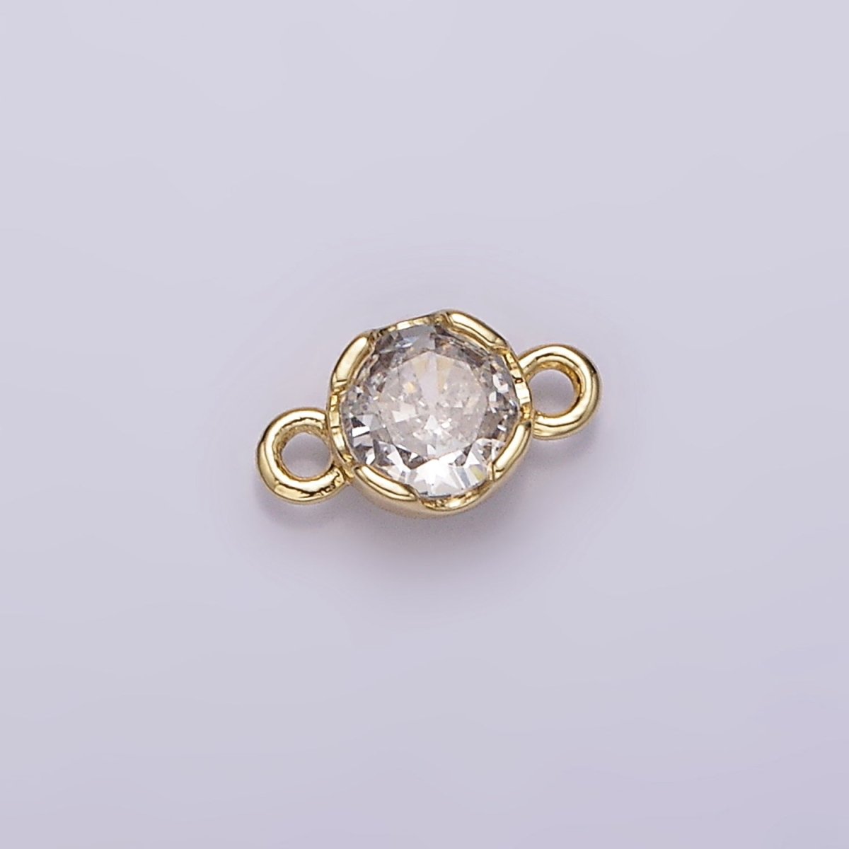 14K Gold Filled 4.5mm Clear CZ Round Bezel Connector | G819