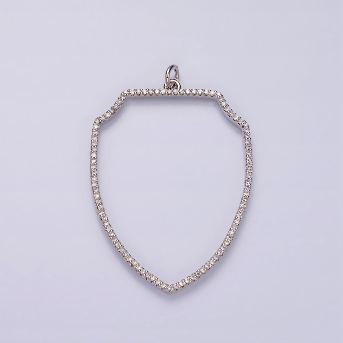 14K Gold Filled 45mm Open Clear Micro Paved CZ Shield Charm in Silver, Gold, and Black | N1135 - N1137
